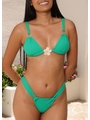 BIQUÍNI CORTININHA FLOR CALCINHA RECORTE VERDE COLEÇÃO BEACH GLAM - 3