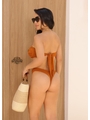 BIQUÍNI TOP TOMARA QUE CAIA CALCINHA ASA DELTA MARROM COLEÇÃO FRUIT - 2