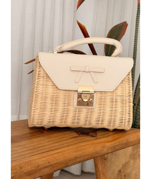 BOLSA DE PALHA ESTRUTURADA OFF WHITE BRISA TROPICAL GT845