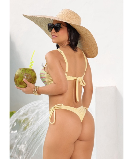 BIQUÍNI TOP CALCINHA DE AMARRAR AMARELO COLEÇÃO ÁGUA DE COCO
