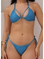 BIQUÍNI TOP AMARRAÇÃO FRONTAL CALCINHA DE AMARRAR AZUL COLEÇÃO LUAL  - 3