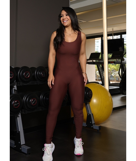 MACACÃO FITNESS MARROM COLEÇÃO FEBELA MOVE