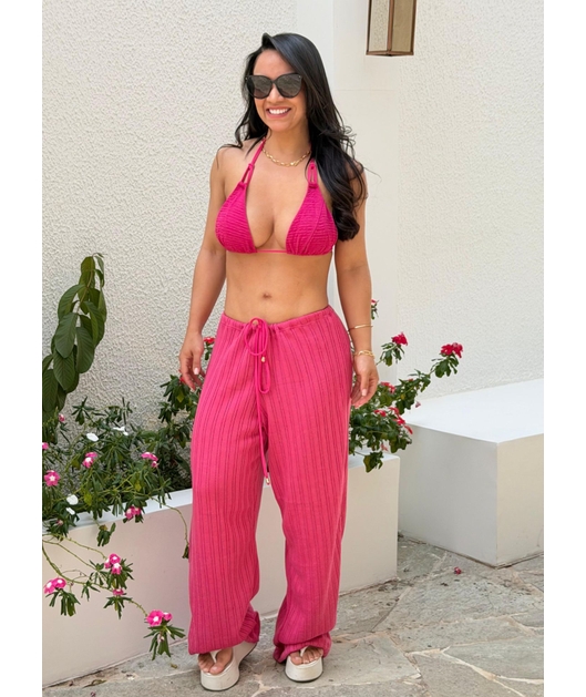 SAÍDA DE PRAIA CALÇA ROSA CROCHÊ M634