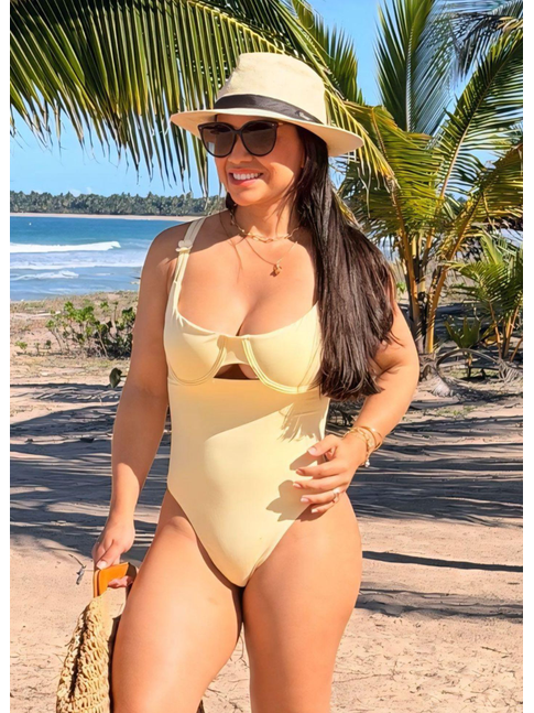 MAIÔ MEIA TAÇA AMARELO COLEÇÃO DULCE CARIBE