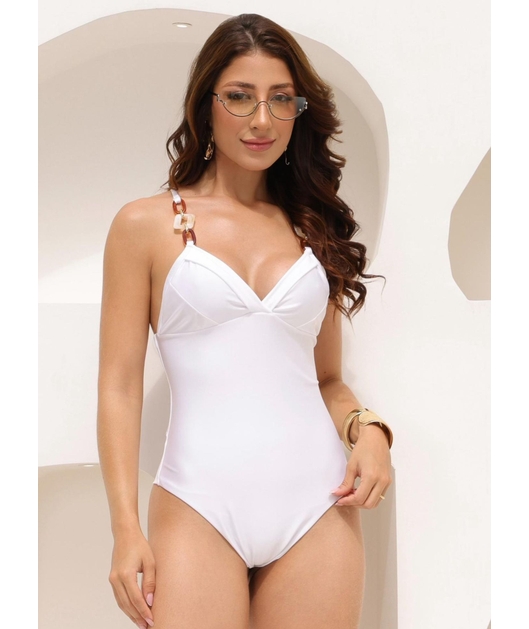 MAIÔ ELOS DECOTE V BRANCO COLEÇÃO MAREIA