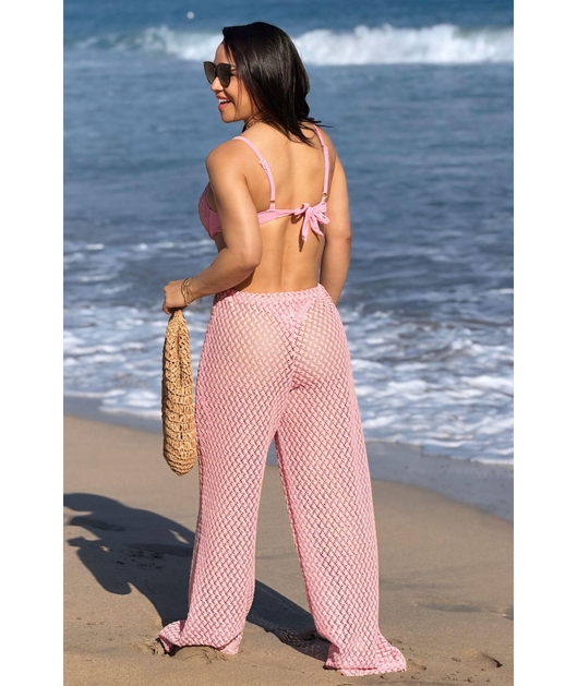 SAÍDA DE PRAIA CALÇA CROCHÊ ROSA COLEÇÃO BRISA II