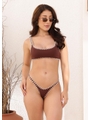 BIQUÍNI TOP CROCHÊ CALCINHA ASA DELTA MARROM - 1