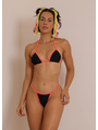 COMBO DE CARNAVAL BIQUÍNI CORTININHA PRETO E MINI SAIA LARANJA  NEON COLEÇÃO ESQUENTA FOLIA - 2