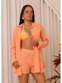 SAÍDA DE PRAIA CONJUNTO CAMISA E SHORT LARANJADO COLEÇÃO PUNTA CANA - 1
