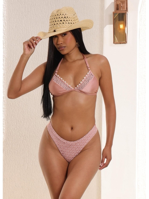 BIQUÍNI TOP PÉROLA CALCINHA ASA DELTA ROSE COLEÇÃO CELEBRATION