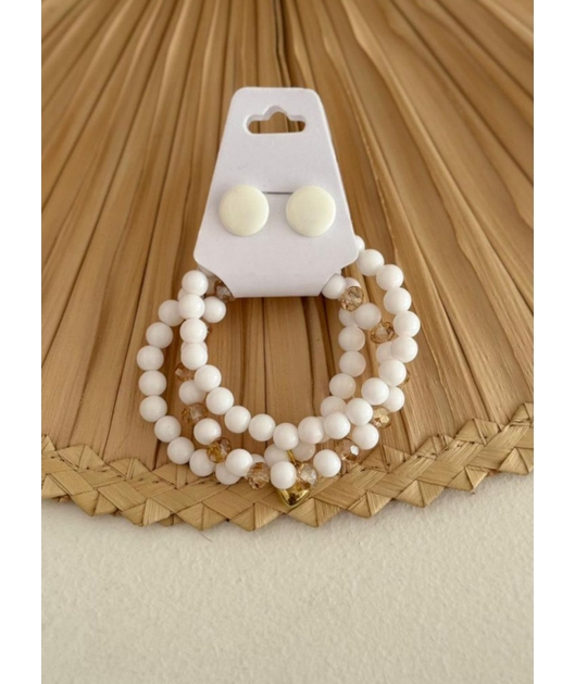 ACESSÓRIO DE PRAIA KIT BRINCO E PULSEIRA BRANCO