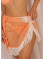 SAÍDA DE PRAIA PAREO CURTA COM FRANJA LARANJA COLEÇÃO FOLIA - 3