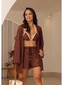 SAÍDA DE PRAIA CONJUNTO KIMONO COM SHORT NA RENDA MARROM COLEÇÃO ÁGUA VIVA - 1