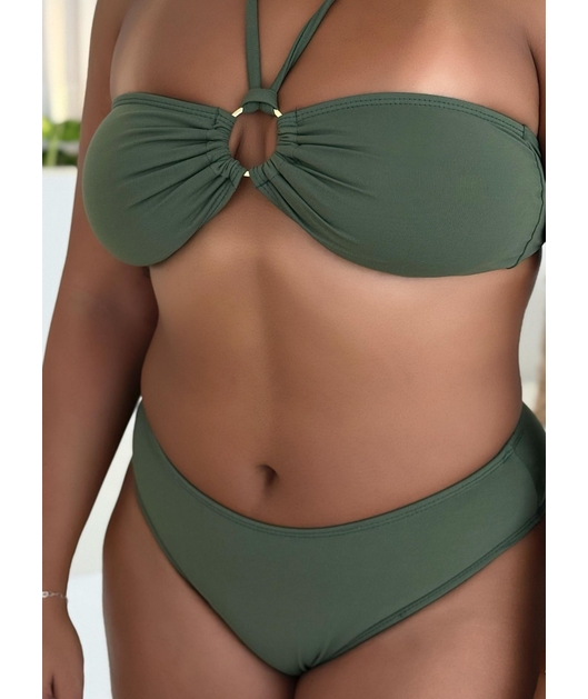 BIQUÍNI TOP ARGOLA CALCINHA TRADICIONAL VERDE MILITAR COLEÇÃO CALIENTE M402