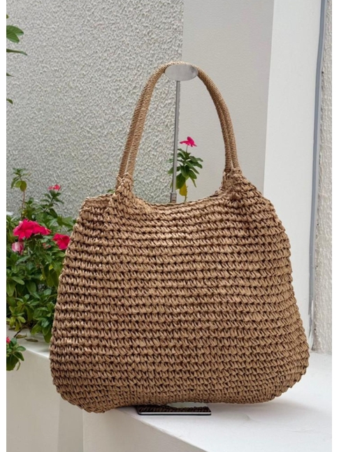 BOLSA DE PALHA BEGE TRANÇA MARINA