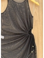 SAÍDA DE PRAIA DRESS FRANZIDO LATERAL NO TULE PRETA KLO498 - 2