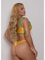 BIQUÍNI TRILOBAL TOP REGATA CALCINHA ASA DELTA AMARELO COLEÇÃO BRASIL RAIZ - 2
