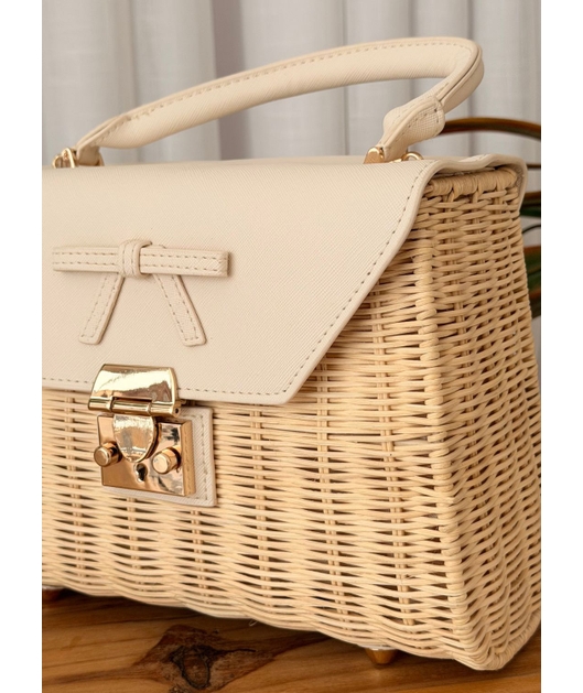 BOLSA DE PALHA ESTRUTURADA OFF WHITE BRISA TROPICAL GT845