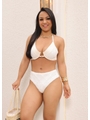 BIQUÍNI MEIA TAÇA CROCHÊ CALCINHA ALTA BRANCO COLEÇÃO BRISA - 1