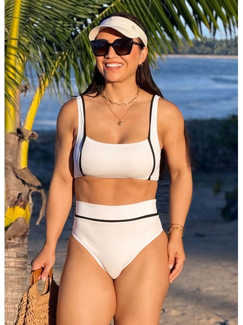 BIQUÍNI TOP CALCINHA TALA BRANCO COLEÇÃO CARIBENHA