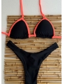 BIQUÍNI CORTININHA CALCINHA ASA DELTA PRETO COM DETALHE LARANJA NEON COLEÇÃO ESQUENTA FOLIA - 1