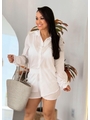 SAÍDA DE PRAIA CONJUNTO CAMISA COM SHORT NA SEDINHA BRANCO REP4361 - 1
