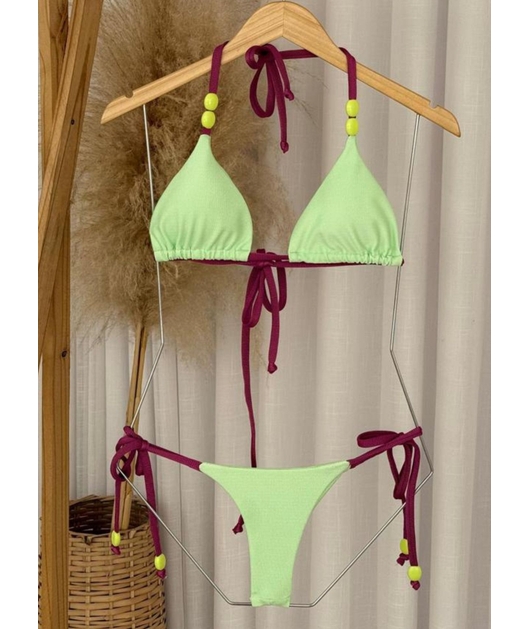 BIQUÍNI CORTININHA CALCINHA DE AMARRAR VERDE COLEÇÃO VERANO COMB M12