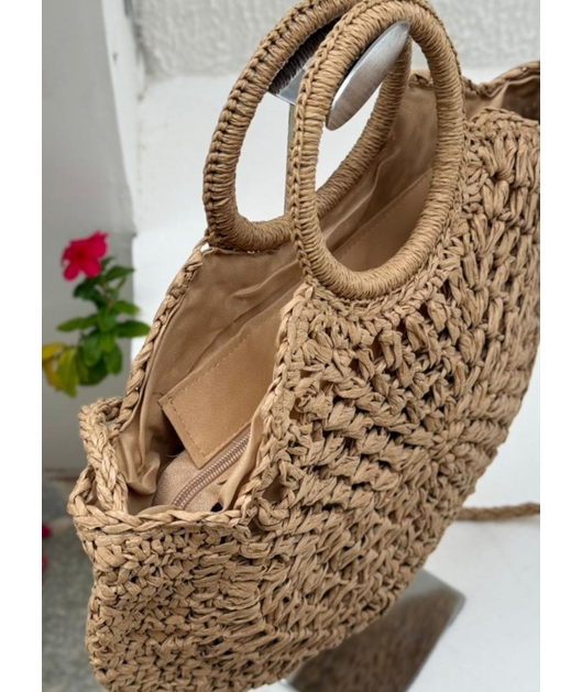 BOLSA DE PALHA MEDIA BEGE TRANÇADA LITORAL