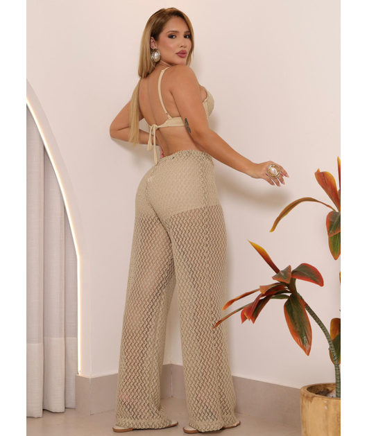 SAÍDA DE PRAIA CALÇA NO CROCHÊ NUDE COLEÇÃO ILHABELA