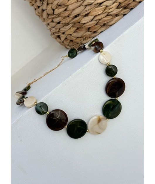 ACESSÓRIO DE PRAIA COLAR PEDRAS COLORIDAS VERDE