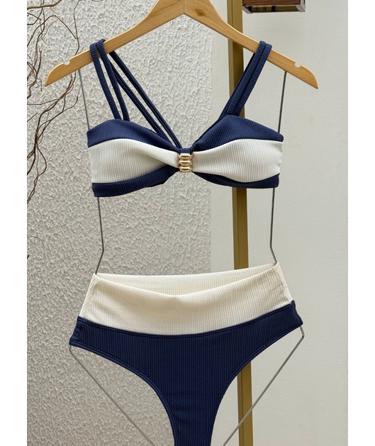 BIQUÍNI TOP BICOLOR CALCINHA TALA AZUL COLEÇÃO NÁUTICA