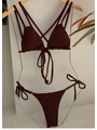 BIQUÍNI CORTININHA CRUZADO CALCINHA DE AMARRAR MARROM COLEÇÃO FLUIR - 4
