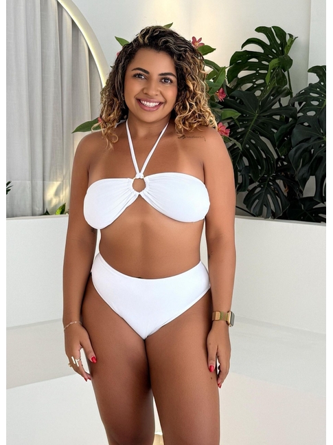 BIQUÍNI TOP ARGOLA CALCINHA TRADICIONAL BRANCO COLEÇÃO CALIENTE