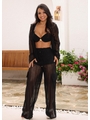 SAÍDA DE PRAIA CONJUNTO CAMISA COM CALÇA CARGO PRETO  COLEÇÃO MULHER - 1