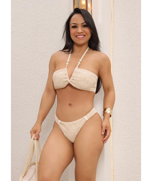 BIQUÍNI TOP V CALCINHA ASA DELTA NUDE COLEÇÃO BRISA