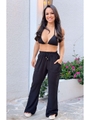 SAÍDA DE PRAIA CALÇA COM BOLSOS NO CHIFFON PRETA - 1