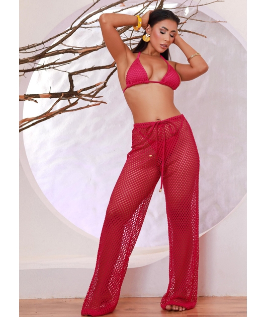 SAÍDA DE PRAIA CALÇA TELA ARRASTÃO ROSA M35