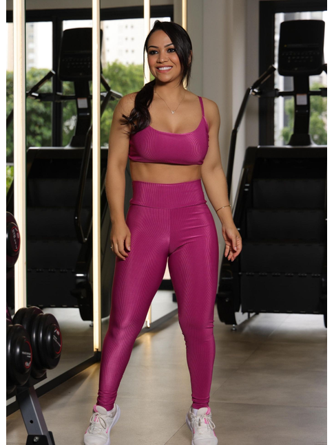 CONJUNTO FITNESS TOP COM CALÇA ROSA COLEÇÃO FEBELA MOVE