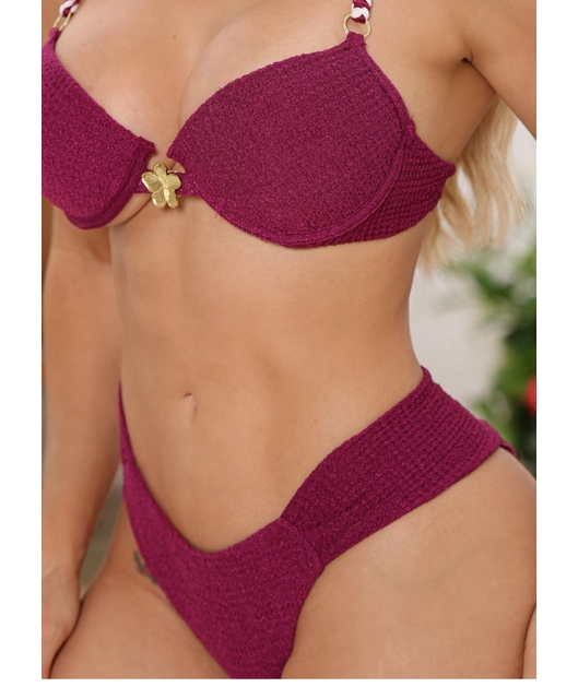 BIQUÍNI MEIA TAÇA CALCINHA BORBOLETA MARSALA COLEÇÃO MULHER