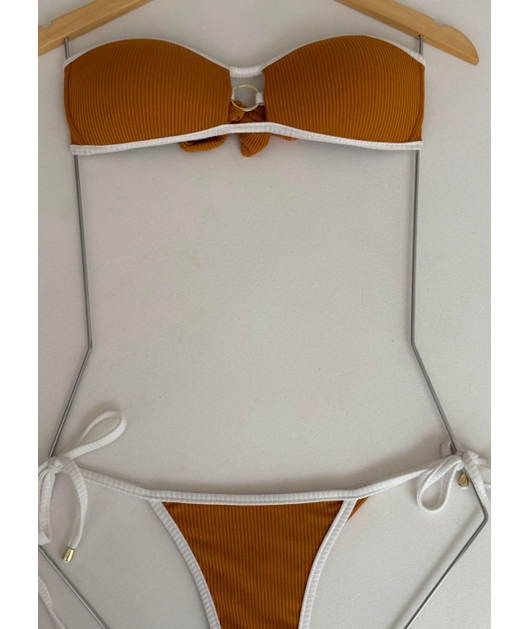 BIQUÍNI TOP TOMARA QUE CAIA CALCINHA DE AMARRAR CARAMELO COLEÇÃO ÁGUA VIVA COMBVAN719