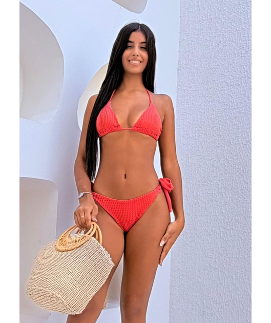 BIQUÍNI CORTININHA CALCINHA DE AMARRAR CORAL COLEÇÃO SARDENHA