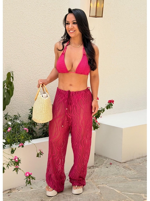 SAÍDA DE PRAIA CALÇA TULE WAVES ROSA LOOKV569