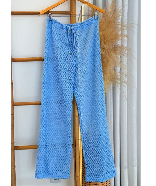 SAÍDA DE PRAIA CALÇA CROCHÊ AZUL COLEÇÃO BRISA II