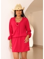 SAÍDA DE PRAIA NO MUSSELINE CHEMISSE VERMELHA COLEÇÃO SOLARE - 1