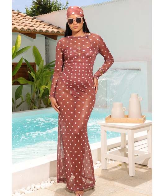 SAÍDA DE PRAIA LONGA NO TULE MARROM COLEÇÃO PÉTIT POÁ