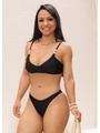 BIQUÍNI TOP PÉROLA CALCINHA ASA DELTA PRETO COLEÇÃO PARTIU PRAIA - 1