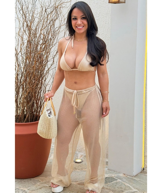 SAÍDA DE PRAIA CALÇA TELA NUDE COLEÇÃO MARINE F16