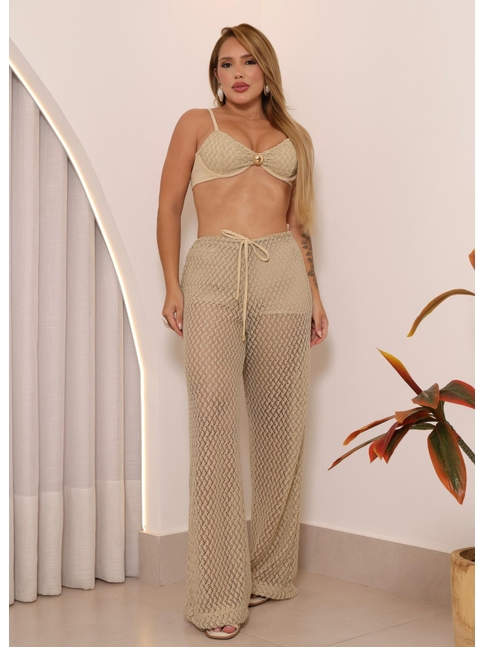 SAÍDA DE PRAIA CALÇA NO CROCHÊ NUDE COLEÇÃO ILHABELA