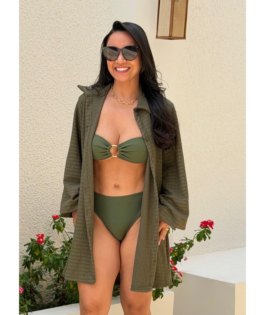 SAÍDA DE PRAIA CAMISA TEXTURIZADA VERDE MILITAR M42