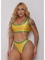 BIQUÍNI TRILOBAL TOP REGATA CALCINHA ASA DELTA AMARELO COLEÇÃO BRASIL RAIZ - 1